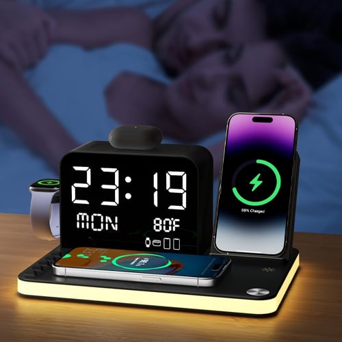 7 in 1 Wireless Charging Station with LED Night Light